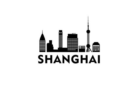 Premium Vector | Shanghai cityscape logo silhouette design vector Hospital Reference, Shanghai Design, Cityscape Logo, Transportation Logo, Shanghai Travel, Shanghai Skyline, Shanghai City, Logo Silhouette, China Travel Destinations