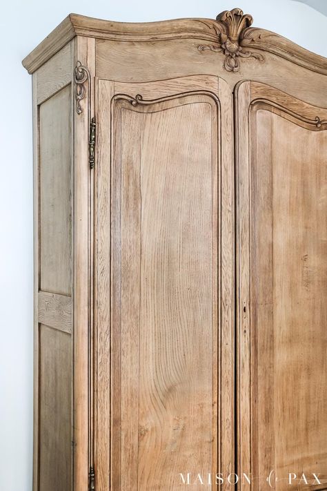 Antique Armoire Makeover, Armoire In Living Room, Kitchen Armoire, Wooden Armoire, Vintage Armoire, Stripping Furniture, Painted Armoire, French Armoire, Armoire Makeover