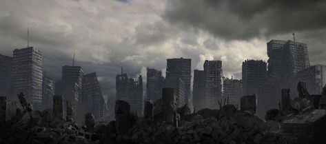 ArtStation - Ruined Cityscape, David Edwards Apocalyptic Art, Apocalypse World, Ruined City, City Background, High Rise Building, Post Apocalypse, Carl Sagan, Environment Concept Art, Post Apocalyptic