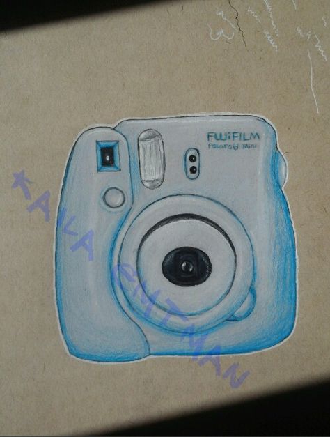 Polaroid Camera Drawing, Pastel Polaroid, Prismacolor Drawing, Simple Camera, Camera Drawing, Nostalgia Art, Best Quotes From Books, Polaroid Camera, Pastel Pencils