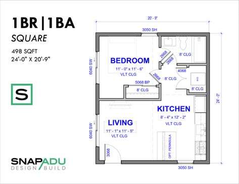 One Bedroom Studio Apartment Floor Plans, 20x22 Floor Plan, 18x24 Floor Plan, 1bedroom Apartment Floor Plan, Square One Bedroom Floor Plan, Square Apartment Plan, 400 Sq Ft House Plans 1 Bedroom, 1 Bedroom Flat Floor Plans, 1 Bedroom Layout Floor Plans