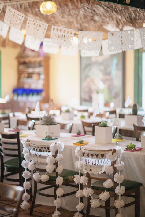 Mexican Modern Theme all white wedding Becca & Brent Photo By kristina lee photography Mexican Centerpiece, Mexican Fiesta Party Decorations, Mexican Wedding Decorations, Marfa Wedding, White Mexican, Mexican Themed Weddings, Hacienda Wedding, Mexican Party Decorations, Old Town San Diego