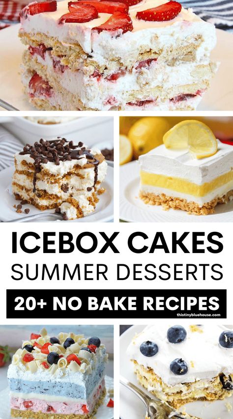 These old fashion no bake summer desserts are perfect for feeding a crowd at summer BBQs, 4th of July parties, picnics, birthday parties and so much more. Summer Birthday Desserts, Vintage Desserts, No Bake Recipes, Pan Desserts, Icebox Cakes, Box Cake Recipes, Picnic Desserts, No Bake Summer Desserts, Icebox Cake Recipes