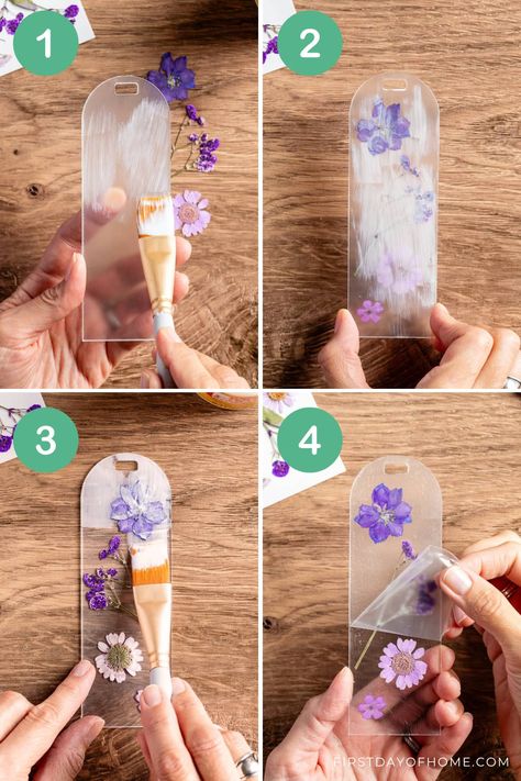 Learn how to craft easy pressed flower bookmarks for gorgeous DIY gifts. In minutes, you can create beautiful keepsakes for friends and family using either store-bought pressed flowers or DIY pressed flowers. #bookmarks #diygifts #pressedflowers #firstdayofhome Pressed Flower Favors, How To Make Pressed Flower Art, Pressed Flowers Gift, How To Make Pressed Flower Bookmarks, Pressed Flower Petal Art, How To Preserve Flowers Diy, Easy Pressed Flower Crafts, Dry Flower Bookmark, Pressed Dried Flowers Ideas