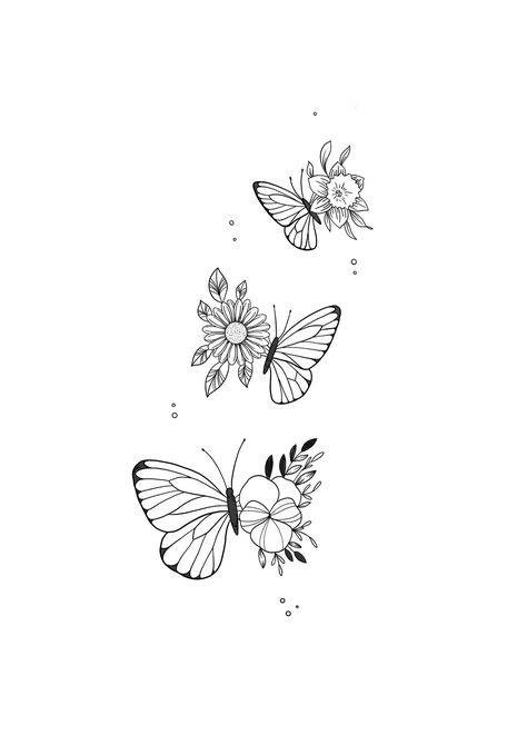 Medium Size Tattoos, Butterfly Tattoo Design, Kids Tattoo, Butterfly Bouquet, August Birth Flower, September Flowers, Taurus Tattoos, Family Flowers, Design Butterfly