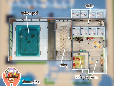 Sims 4 Community Pool Ideas, Sims 4 Public Pool Ideas, Sims Indoor Pool, Sims 4 Community Pool, Sims 4 Public Lots, Sims 4 Public Pool, Sims 4 Community Lots Ideas, Sims 4 Pool, Public Pool