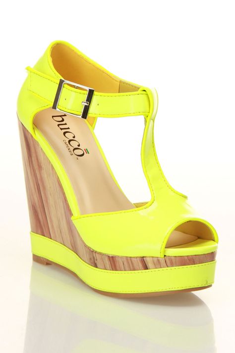 Neon Love Heels Pictures, Spring Wedges, Yellow Wedges, Special Shoes, Nice Sandals, Pumps Heels Stilettos, Fancy Shoes, Yellow Shoes, Red Heels