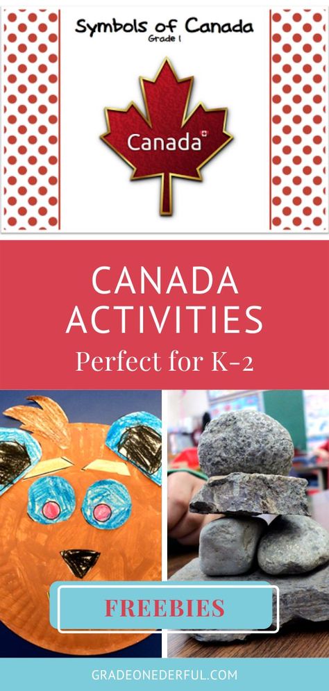 Lots of ideas for some inukshuk building and pictures, a beaver craft, a fun way to learn more about the National Anthem, and a free Symbols of Canada booklet. Everything is perfect for K-2. Instant download! Canada Geography Activities, Canada Activities For Kids, Canada Crafts For Kids, Canada Activities, Canada Crafts, Beaver Craft, Canadian National Anthem, Canada For Kids, Canadian Symbols