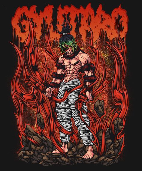 Gyutaro from the anime Kimetsu no yaiba demon slayer for t-shirts Demon Slayer Graphic Design, Demon Slayer T Shirt Design, T Shirt Print Design Graphics Anime, Demon Slayer Tshirt Design, Demon Slayer Gyutaro, Gyutaro Demon Slayer, Demon Slayer Tshirt, Demon Slayer Design, Demon Slayer T Shirt