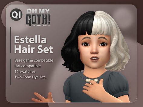 Hair Split Dye, Goth Sims 4, Toddler Hair Sims 4, Sims 4 Cc Goth, Vampire Hair, Split Dye, Mod Hair, Sims 4 Children, Sims 4 Mm Cc