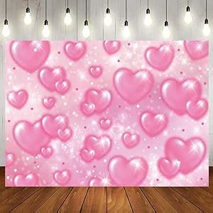 LTLYH 7×5ft Pink Heart Photo Backdrop Early 2000s Party Decorations Old School Backdrops Valentine's Day Glitter Heart 16th 18th 30th Women Men 90s Happy Birthday Background Selfile Wall Decor 256 2000s Party Decor, Early 2000s Party Decorations, 2000s Valentines, 2000s Party Decorations, Men Happy Birthday, Y2k Valentines, 90s Background, Early 2000s Party, Background Sweet