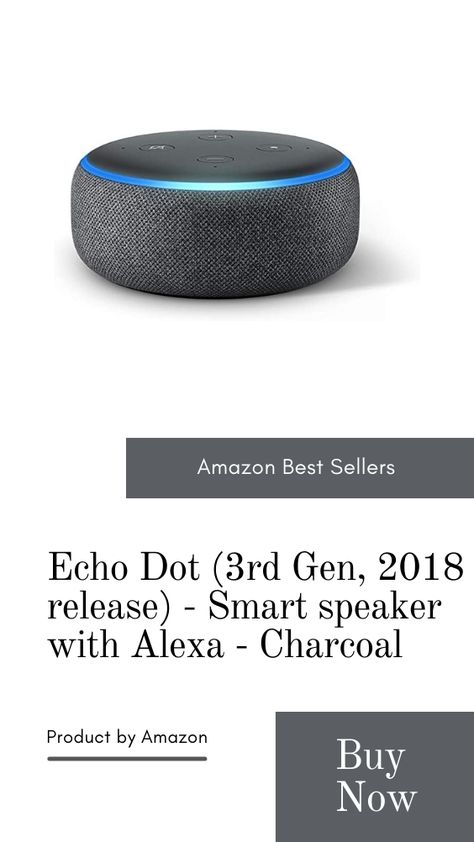 Echo Dot (3rd Gen, 2018 release) - Smart speaker with Alexa - Charcoal #echodot #echopop #echodotkids #amazonechodot #smartspeaker #electronics #gadgets #accessories #amazon Amazon Buy, Smart Speaker, Electronics Gadgets, Amazon Echo, Echo Dot, Smart Home, Speaker, Gadgets, Electronics