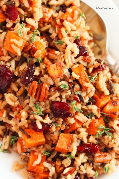 Sweet Potato And Rice Bowl, Rice With Sweet Potato, Farro Sweet Potato Recipes, Sweet Potatoes And Rice, Rice And Sweet Potato Recipe, Brown Rice Sweet Potato Bowl, Sweet Potato Rice Recipes, Sweet Potato And Rice Recipes, Harvest Rice Recipe