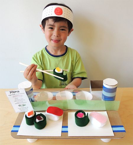 Sushi Craft For Kids, Sushi Pop, Japan For Kids, Sushi For Kids, Library Love, Diversity Activities, Japanese Party, Around The World Theme, Japanese Costume