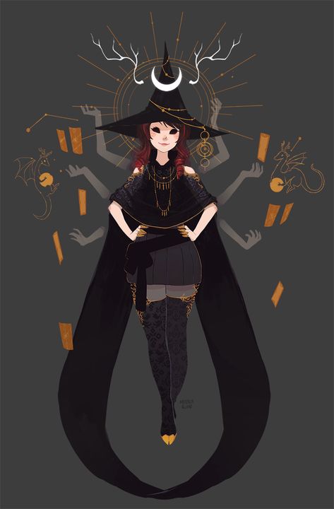 missusruin on Twitter: "#witchsona commission for @leluvely  galaxy / tarot / deer witch + dragon familiars… " Shadow Witch Art, Witch Drawings, Witch Dragon, Shadow Witch, European Mythology, Crafty Witch, Comic Inspiration, Witch Drawing, Witch Characters