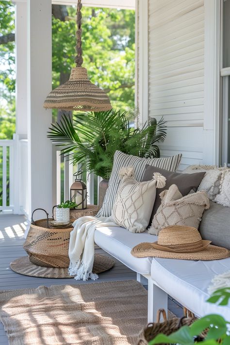 Beach Front Porch, Coastal Porch, Small Front Porch Decor, Simple Front Porch, Small Porch Ideas, Front Porch Inspiration, Porch Inspiration, Small Front Porch Ideas, Big Porch