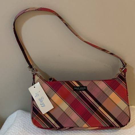 Pink Plaid Bag Jane Bennet, Purse Aesthetic, Plaid Bag, Kawaii Bags, Vintage Kate Spade, Europe Outfits, Bags Vintage, Swimming Outfit, Pink Purse