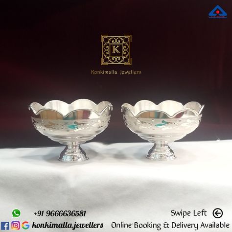 Silver Bowls For Pooja, Silver Pooja Items Indian, Silver Lamp, Pooja Items, Silver Pooja Items, Antique Gold Jewelry Indian, Latest Simple Mehndi Designs, Small Girl, Gold Chain Design