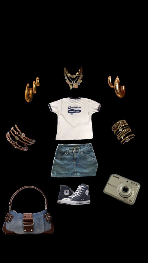 outfit inspo for summer #converse #jewerly #outfit #inspo #summer #gold Outfit Inspo For Summer, Summer Converse, Converse Summer, Outfit Inspo Summer, Black Converse, Converse, My Style, Outfit Inspo, Gold