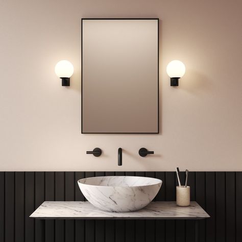 astro lighting • Instagram Astro Lighting, Relaxing Evening, Black Wall Lamps, Luminaire Mural, Bathroom Wall Lights, Glass Diffuser, Black Bathroom, Black Lamps, Black Walls