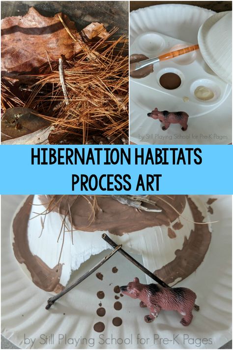 Offer a variety of materials to create hibernation habitats for bears and other animals; for preschool, pre-k, and kindegarten; Pre-K Winter Activities Habitats Preschool Activities, Hibernation Migration Preschool, Migration And Hibernation Activities, Hibernation Art Projects For Preschool, Winter Animals Hibernation Preschool, Hibernation Preschool Art Activities, Montessori Hibernation Activities, Bear Den Craft Preschool, Hibernation Stem Activity