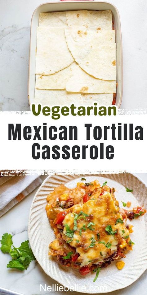 Indulge in a fiesta of flavors with our Vegetarian Mexican Tortilla Casserole recipe! 🌮🥑 This delightful dish combines layers of corn tortillas, savory black beans, tomato purée , and vibrant veggies. Ready to spice up your mealtime? Follow our easy recipe, bake a delicious casserole, and enjoy a taste sensation. Try it now and bring the flavors of Mexico to your table! 🌶😋 #MexicanFood #VegetarianRecipes #TortillaCasserole #MeatlessMonday #HealthyEating Corn Tortilla Casserole, Tortilla Casserole Recipes, Mexican Tortilla Casserole, Baked Corn Tortillas, Beef Chorizo, Mexican Tortilla, Tortilla Casserole, Mexican Casserole Recipe, Mexican Chicken Casserole