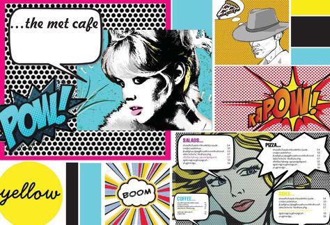 Pop Art Menu Design, Digital Menu, Pop Art Design, Concept Board, Comic Styles, Menu Design, Bowling, Sydney, Design Studio