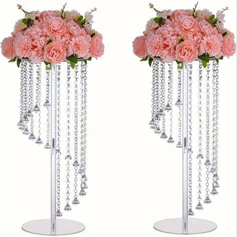 Faster shipping. Better service Chandelier Centerpiece, Tall Flower Vase, Geometric Centerpiece, Acrylic Vase, Chandelier Crystals, Tafel Decor, Crystal Centerpieces, Event Centerpiece, Centerpiece Table