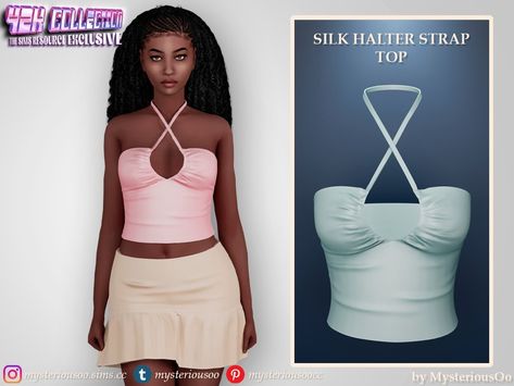 The Sims Resource - Y2K - Silk halter strap top The Sims Resource Y2k, Sims 4 Halter Top, Sims 4 Cc Tube Top, Sims 4 Cc Tank Top, Sims 4 Thong Cc, The Sims 4 Cc Tops, The Sims 4 Cc Top, Sims 4 Cc Clothes Y2k, Mods Ts4