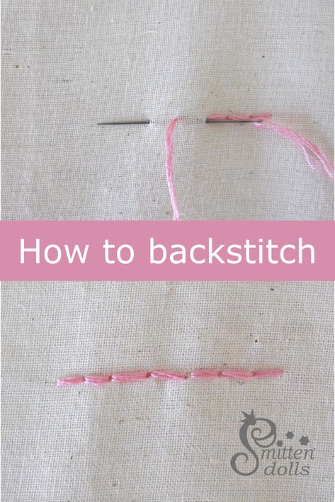 Backstitching is often used when making our dolls and softies.  I have created a blog post with a step-by-step photo tutorial on how to backstitch.  Click the link to see the blog post.    #howtobackstitch #backstitch #emboriderytutorial #handembroidery #backstitchtutorial Back Stitch Embroidery, Sewing Stitches By Hand, Stitching Classes, Hand Stitching Techniques, Hand Sewing Projects, Sewing Furniture, Hand Stitch, Sewing Stitches, Sewing Lessons