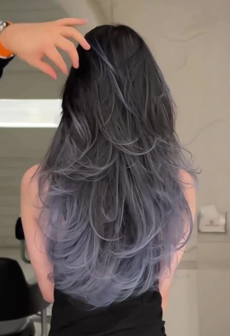 Best 2024 Hair Colors Inspiration - davidreed.co Cute Hair Color Ideas For Brunettes, Stormy Hair Color, Gray Dyed Hair, Greyish Blue Hair, Dark Grey Hair Dye, Dramatic Hair Color, Grey Dyed Hair, Dark Grey Hair Color, Hair Stages