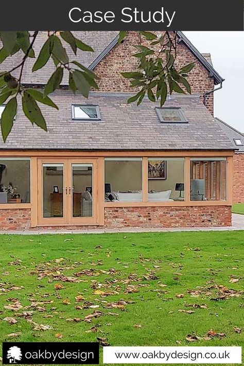 Oak Framed House Exterior, Verander Design, Shed Roof Addition, Bedroom Extension Ideas, Oak Conservatory, Annexe Ideas, Cozy Sunroom Ideas, Enclosed Front Porches, Oak Framed Extensions