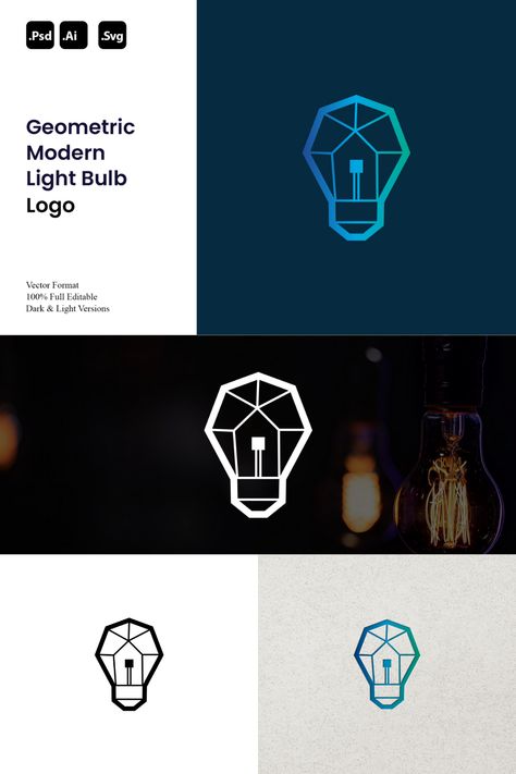 Branded House, Modern Light Bulbs, Bulb Logo, Light Bulb Logo, Luxury Logos, Light Bulb Design, Geometric Light, Geometric Lighting, Lighting Companies