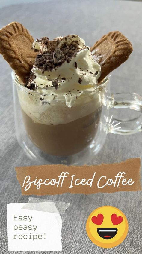 biscoff iced coffee recipe how to make biscoff iced coffee Biscoff Recipes, Iced Coffee Recipe, Easy Peasy Recipes, Healthy Recipe Videos, Coffee Recipe, Ice Coffee Recipe, Chicken Dinner Recipes, Easy Chicken Recipes, Coffee Recipes