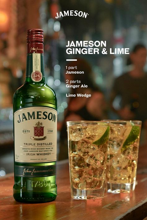 Your favorite summer serve is back for another round! The Jameson Ginger & Lime is bringing you all the light summer flavors you love. Jameson Whiskey Drinks Cocktail Recipes, Jameson Whiskey Drinks, Jameson Drinks, Whiskey And Ginger Ale, Ginger Ale Cocktail, Summer Flavors, Jameson Whiskey, Cocktail Drinks Alcoholic, Jameson Irish Whiskey