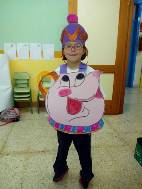 Teapot Costume Diy, Mrs Potts Costume Diy, Teacup Costume, Teapot Costume, Mrs Potts Costume, Chip Costume, Beauty And The Beast Art, Toddler Fancy Dress, Beauty And The Beast Costume