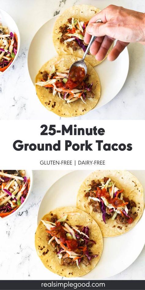 Quick 25-Minute Ground Pork Tacos with Slaw Ground Pork Tacos, Hatch Chili, Chipotle Aioli, Ground Pork Recipes, Pulled Pork Tacos, Pork Tacos, Taco Stuffed Shells, Cabbage Slaw, Coleslaw Mix