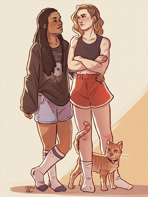 Valkyrie And Captain Marvel, Carol Danvers Fanart, Captain Marvel X Valkyrie, Avengers Genderbend, Mcu Drawings, Mcu Artwork, Couple Marvel, Captain Marvel Art, Superfamily Avengers