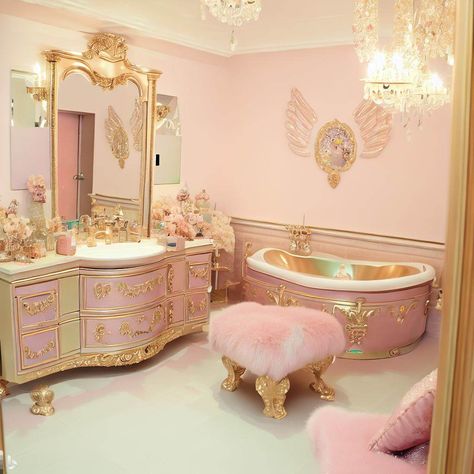 Vintage Pink Bathroom, Girly Bathroom, Girl Apartment Decor, Girly Apartments, Luxury Beach House, Pink Room Decor, Style Baroque, Glam Room, Girly Room