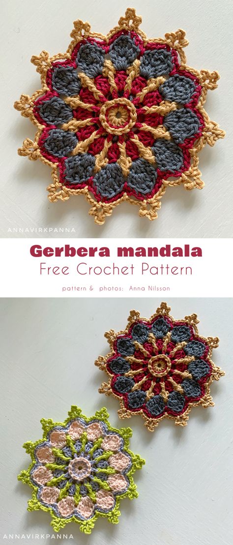 Crochet Flowers Diagram, Boho Granny Square Pattern Free, Granny Square Mandala, Free Crochet Motif Patterns, Granny Circle Crochet Pattern, Unique Crochet Ideas, Granny Circle Crochet, Free Form Crochet, Mandala Crochet