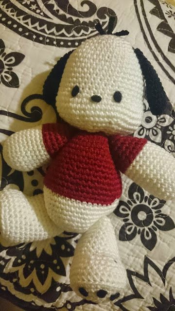 Pochacco Crochet Pattern, Crochet Pochacco, Hello Kitty Crochet, Crochet Shop, Crochet Clothing And Accessories, Vintage Crochet Pattern, Kawaii Crochet, Crochet Stitches For Beginners, Crochet Fashion Patterns