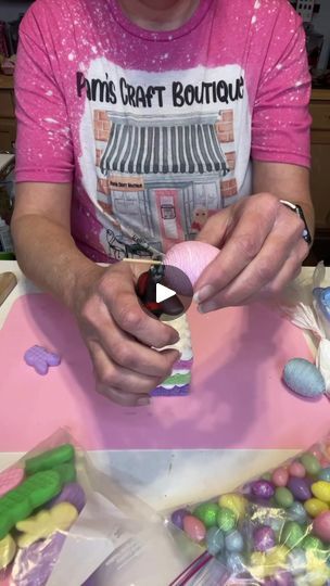 Easter Fake Cake | the fun thing about making fake bakes is that you can use all kinds of different material…one I like to use sponges - | By Pam's Craft Boutique | Facebook Craft Boutique, Fake Bakes, Fake Cake, Baked Banana, Fake Bake, Banana Split, All Things Christmas, Peanut Butter, Split