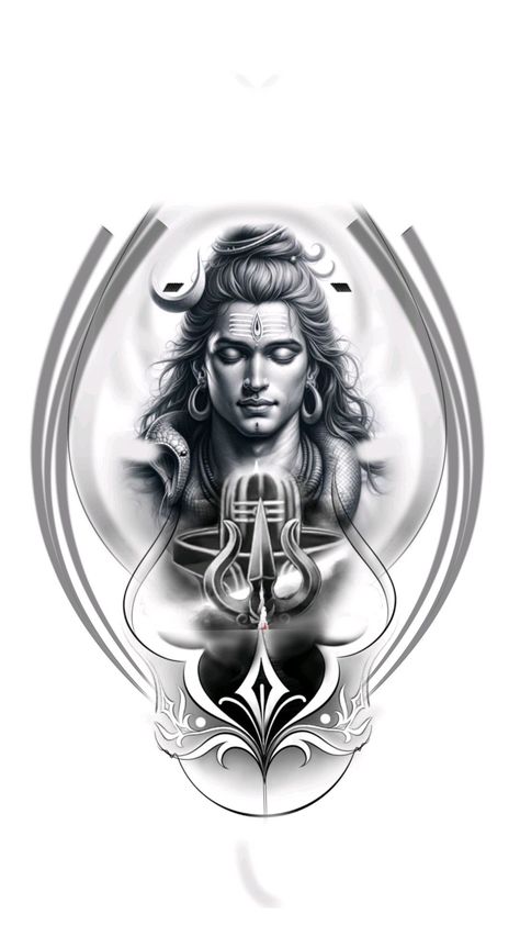 Shiv Ji Portrait, Devotional Tattoo, Buddha Modern Art, Shiva Design, Venom Tattoo, Ink Tattoo Design, Face Portraits, Hanuman Tattoo, Feather With Birds Tattoo