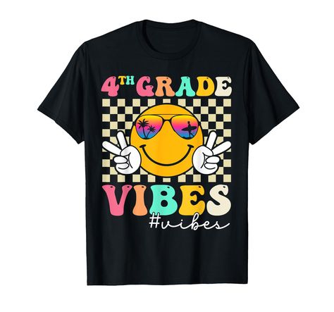 PRICES MAY VARY. Retro Groovy 4th Grade Vibes Fourth grade First Day of School Back To School shirt is the perfect gift for any Fourth grader that wants to go back to school in style. If 4th Grade is your jam,go back to school and let everyone know that you're now part of the Fourth grade squad with this 4th Grade tee for girls. Great first day of school outfit for anyone ready to crush 4th Grade. Fourth grade here i come Lightweight, Classic fit, Double-needle sleeve and bottom hem Hippie Boy, Groovy Tees, Back To School Funny, Hippie T Shirts, Teacher Team, First Day Of School Outfit, Cute Birthday Gift, School Tees, Retro Groovy