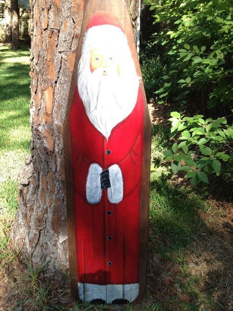 Santa painted on a antique ironing board Painted Ironing Board, Old Ironing Boards, Wooden Ironing Board, Santa Claus Crafts, Primitive Christmas Decorating, Santa Paintings, Ironing Boards, Santa Crafts, Christmas Wonderland