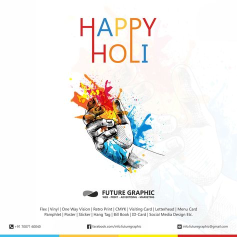 Happy Holi Social Media Ad Kanpur @futuregraphic Holi Creative Ads, Holi Post, Holi Creative, Furniture Poster, App Background, Happy Holi, Visiting Cards, Creative Ads, Poster Stickers