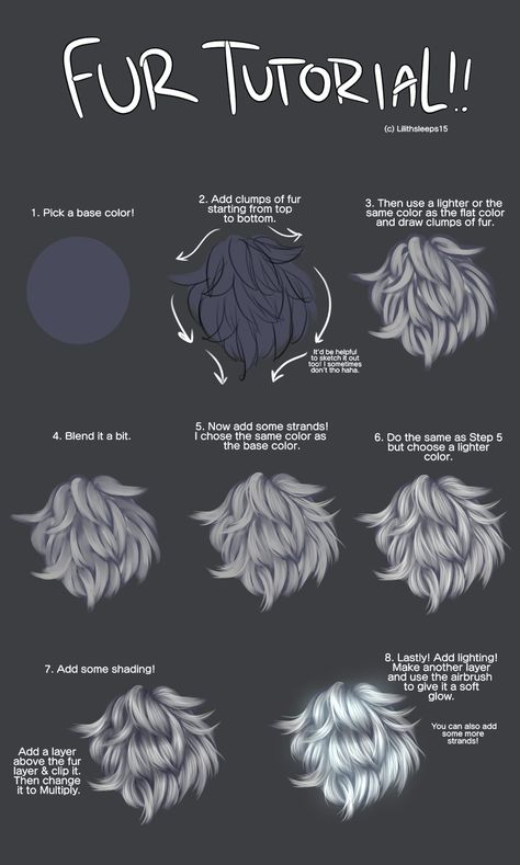 Fur Tutorial - (Lilithsleeps15) - Here's a fur tutorial since someone asked for it! This the w | Illustrations - MediBang Fur Tutorial, Corak Menjahit, الفن الرقمي, Digital Painting Techniques, Art Help, Digital Art Beginner, Seni Cat Air, 인물 드로잉, Art Street