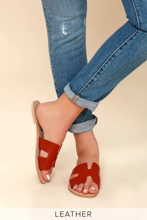 Red flat shoes