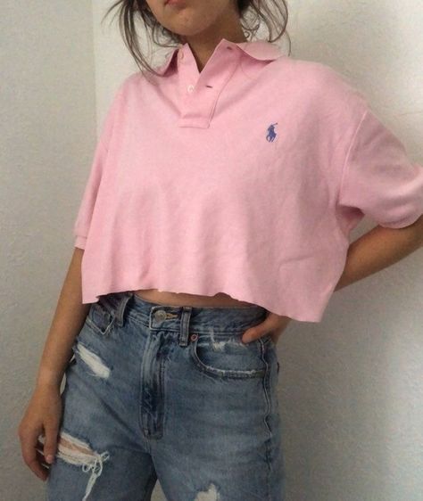 Polo Crop Top Outfit, Polos Aesthetic, Polo Outfits For Women, Polo Aesthetic, Polo Shirt Outfit Women's, Polo Crop Top, Saturday Outfit, Polo Shirt Outfits, Denim Polo