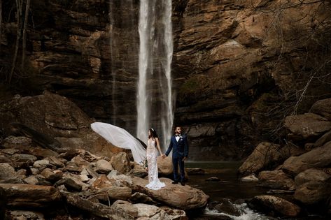 Authentic Collective - Wandering Weddings Tallulah Falls Georgia, Toccoa Falls, Waterfall Wedding, Smallest Wedding Venue, Artistic Wedding Photography, Water Wedding, Elopement Packages, Artistic Wedding, Couple Photoshoot Poses